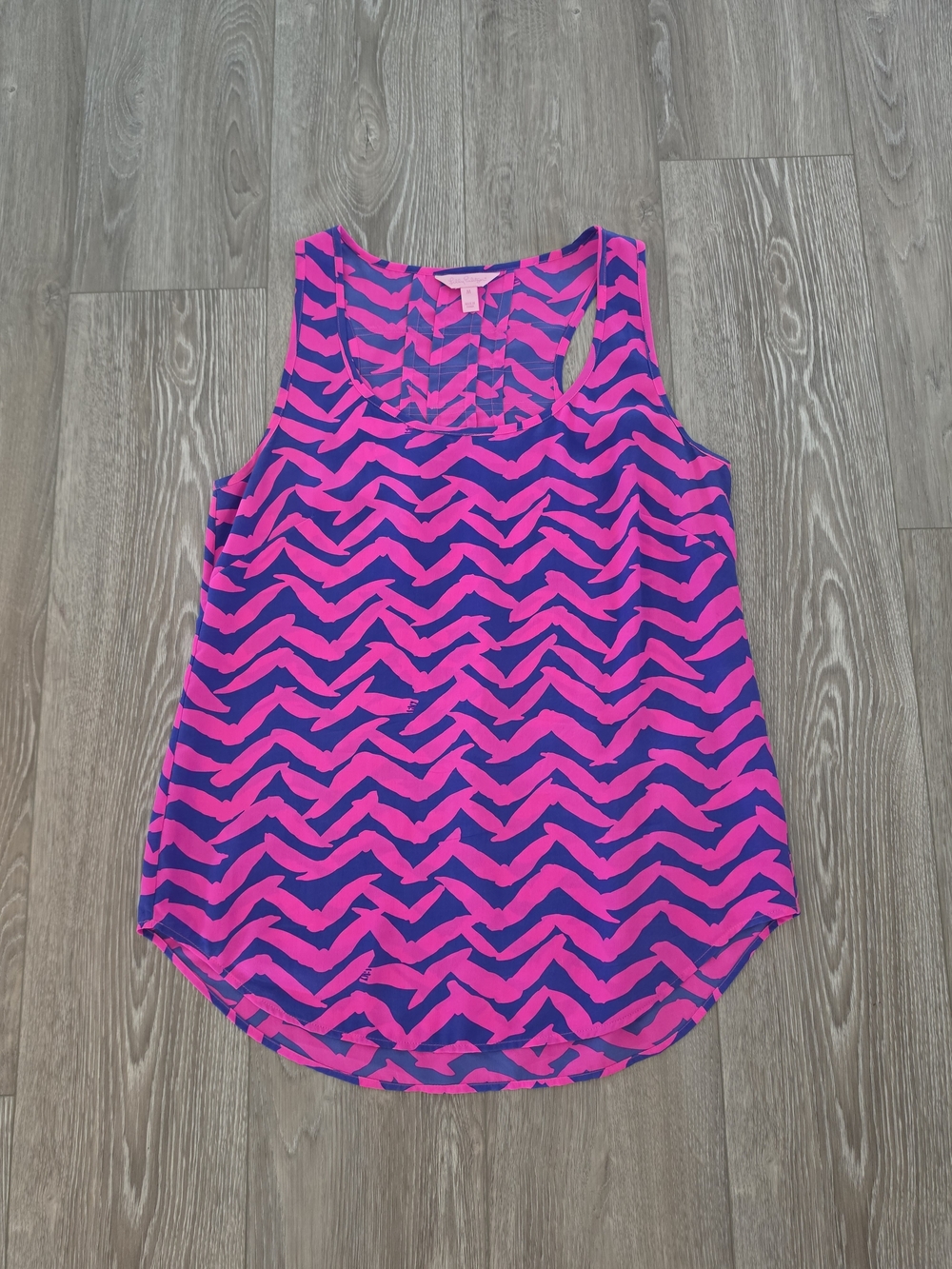 Lilly Pulitzer Hot Pink and Purple Zigzag Scoop Neck Silk Tank